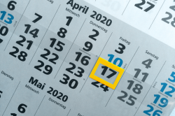 Bild eines Kalenders. Der 17.04.2020 ist markiert.